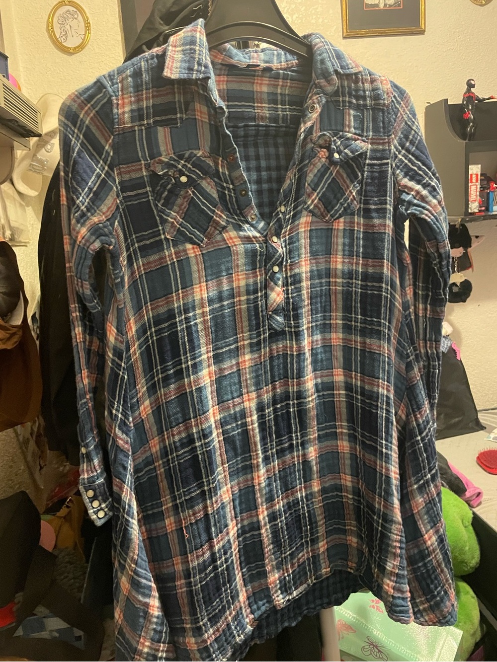 Polo by Ralph Lauren Navy and Red Plaid Button-Front Girls' Shirt
